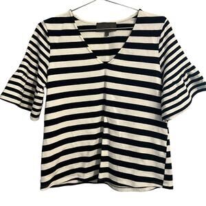 Anthropologie Sunday in Brooklyn Womens Navy Striped Boxy Top Short sleeve S